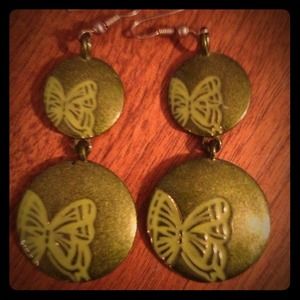 Green butterfly earrings!!