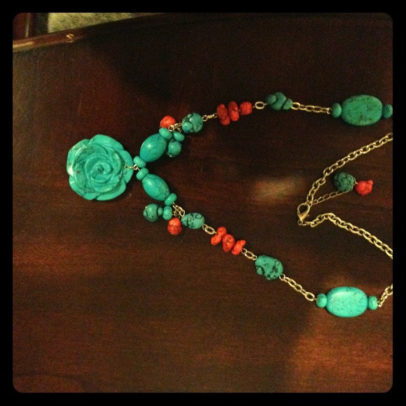 New blue and red stone necklace