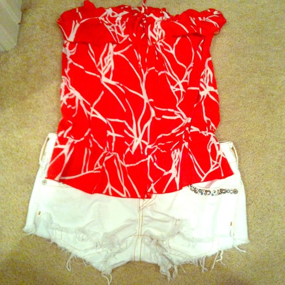 SOLD Red and white tube top with tie