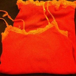 Pink and orange striped spaghetti straps