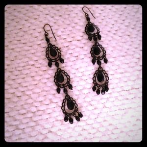 Long black dangle earrings