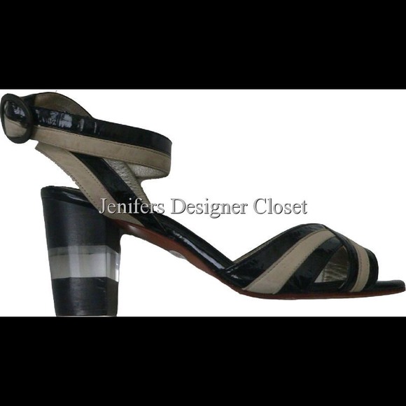 🆕👠 Elisa Ferare $650 leather ankle strap heels 7 - Picture 1 of 4