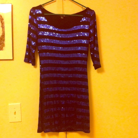 Forever 21 blue striped sequin dress