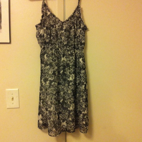Black and white floral sun dress