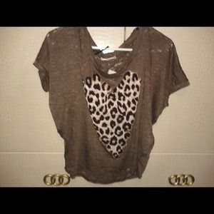 Brown crop top with heart