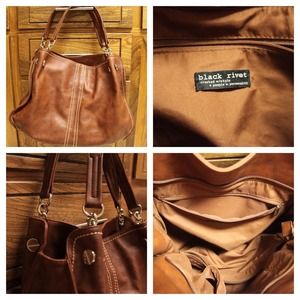 ✔RESERVED✔ Black Rivet Faux Leather Brown Hobo