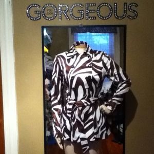 BUNDLE Brown and white raincoat. NWOT. And dress