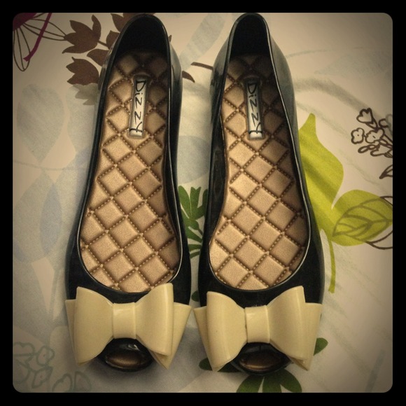 Shoes - Jelly Peep Toe Flats w Bow