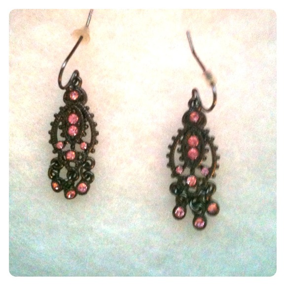 Earrings with pink diamond accents
