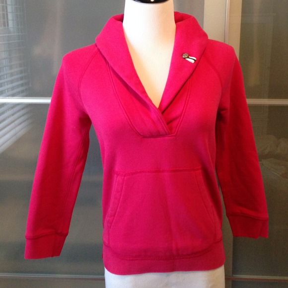 J Crew bright pink collared sweatshirt