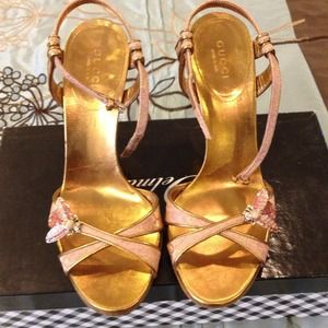 Gucci pink and gold heels