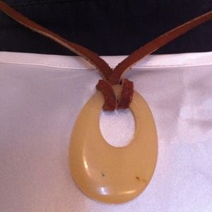 Tan Pendant w/ Leather Necklace - REDUCED!