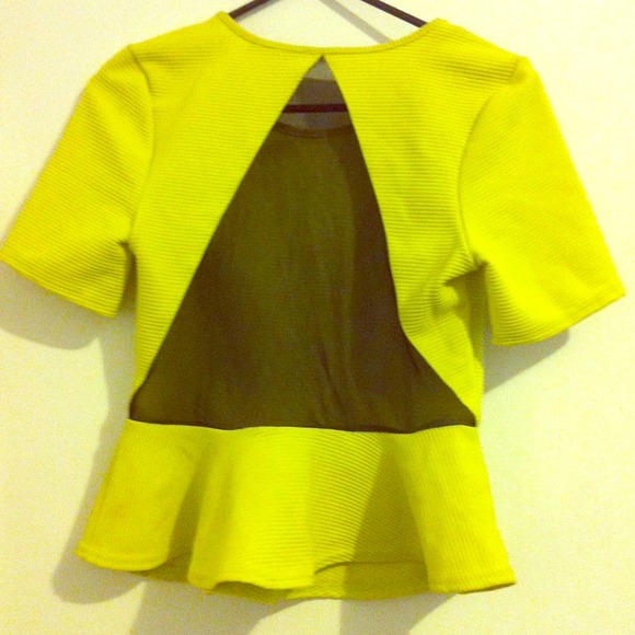 Mesh open back peplum top