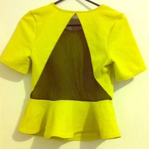 Mesh open back peplum top