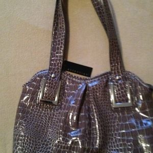 Tan shiny snakeskin like purse