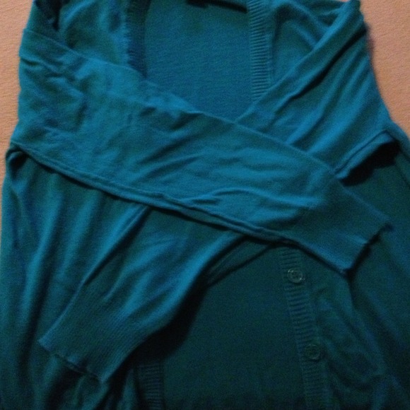 Teal blue sweater cardigan