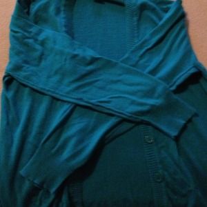 Teal blue sweater cardigan