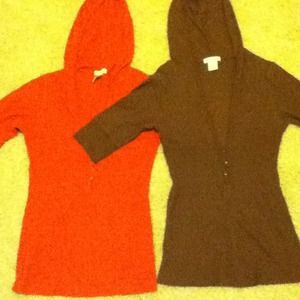 Two (pink and brown) tips with hoods
