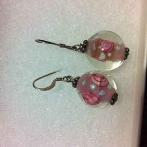 🚫SOLD🚫Rose glass earrings