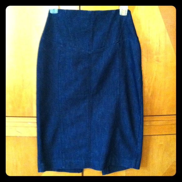 Express dark denim pencil skirt
