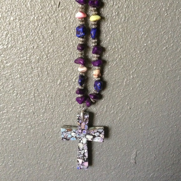 Purple and blue cross necklace reduced!!