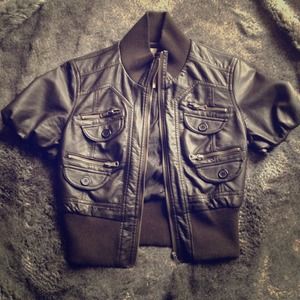 Cute faux leather crop jacket!