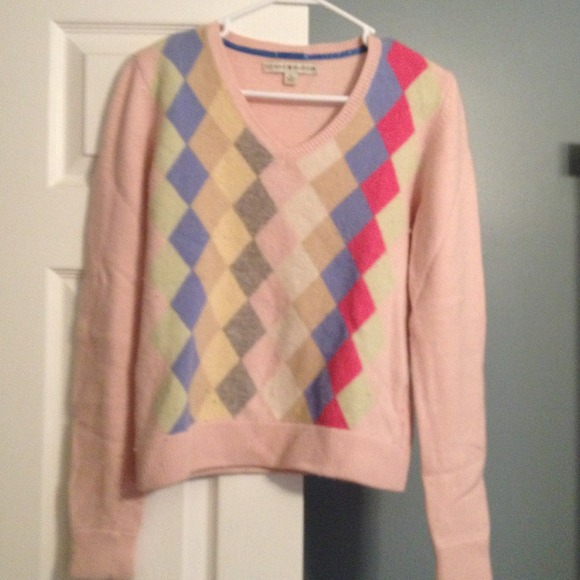 Tommy Hilfiger pink argyle sweater