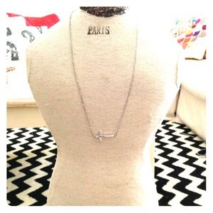 Silver Sideways Cross Necklace & Navy Necklace