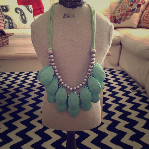 Mint & White Teardrop Necklaces