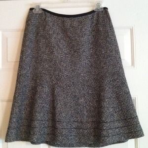 Black and cream wool tweed skirt
