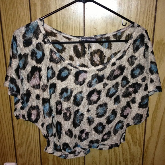 loose leopard print off the shoulder shirt