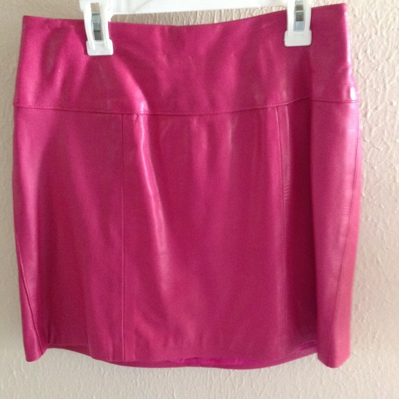 Leather skirt.