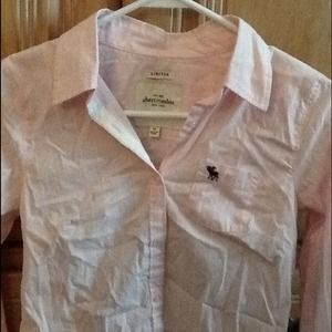 Abercrombie kids pink white pin stripe l/s