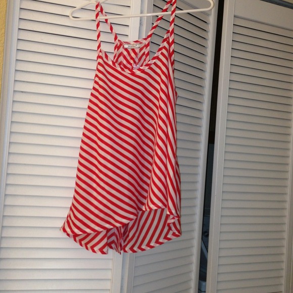 Super cute red/white striped  open back top