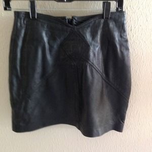 Leather skirt.