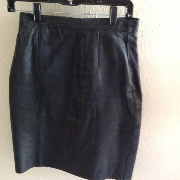 Leather skirt.