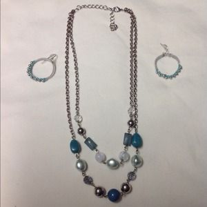 Teal Necklace/Earring Set
