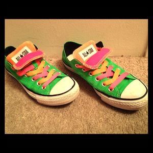 Green and orange converse