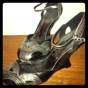 Black & silver stylish wedge shoe