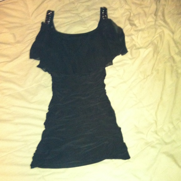 Perfect black dress with beaded straps - Picture 2 of 3