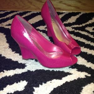 Pink wedge heels