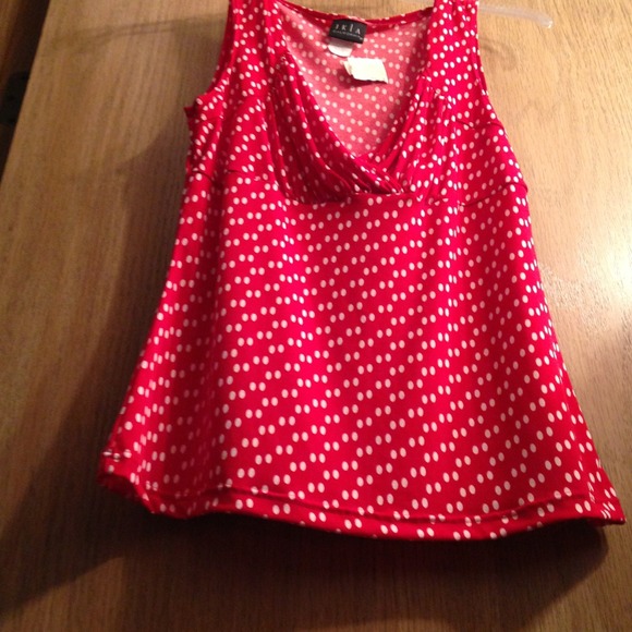 Red top with white polka dots