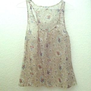 🚫TRADED🚫 F21 olive floral print sheer tank top