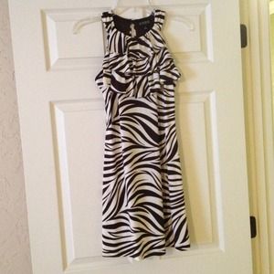 Brown & off white dress