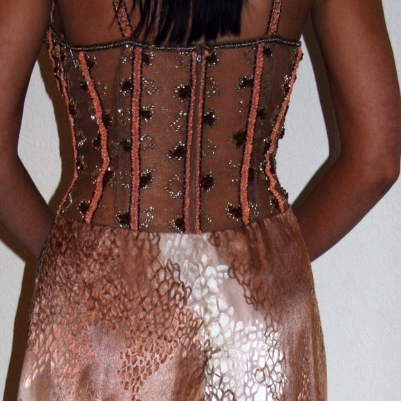 Jovani Gold Beaded Corset Top Gown NWT - Picture 3 of 4