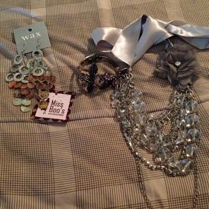Bracelet, earrings, and necklace.