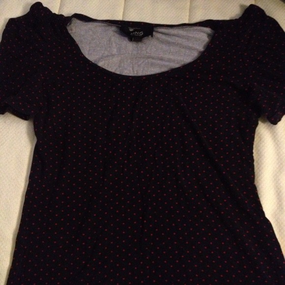 Navy blue & red polka dot