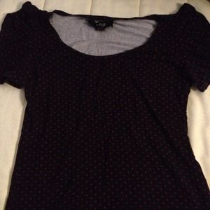 Navy blue & red polka dot