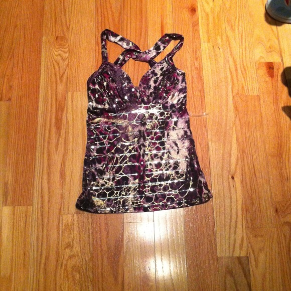 Criss crossed silk top