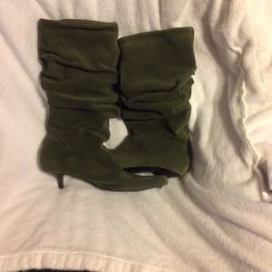Green leather boots